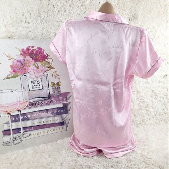 LARGE {Juicy Couture} Pink Satin Pajama Set - Picture 2 of 4